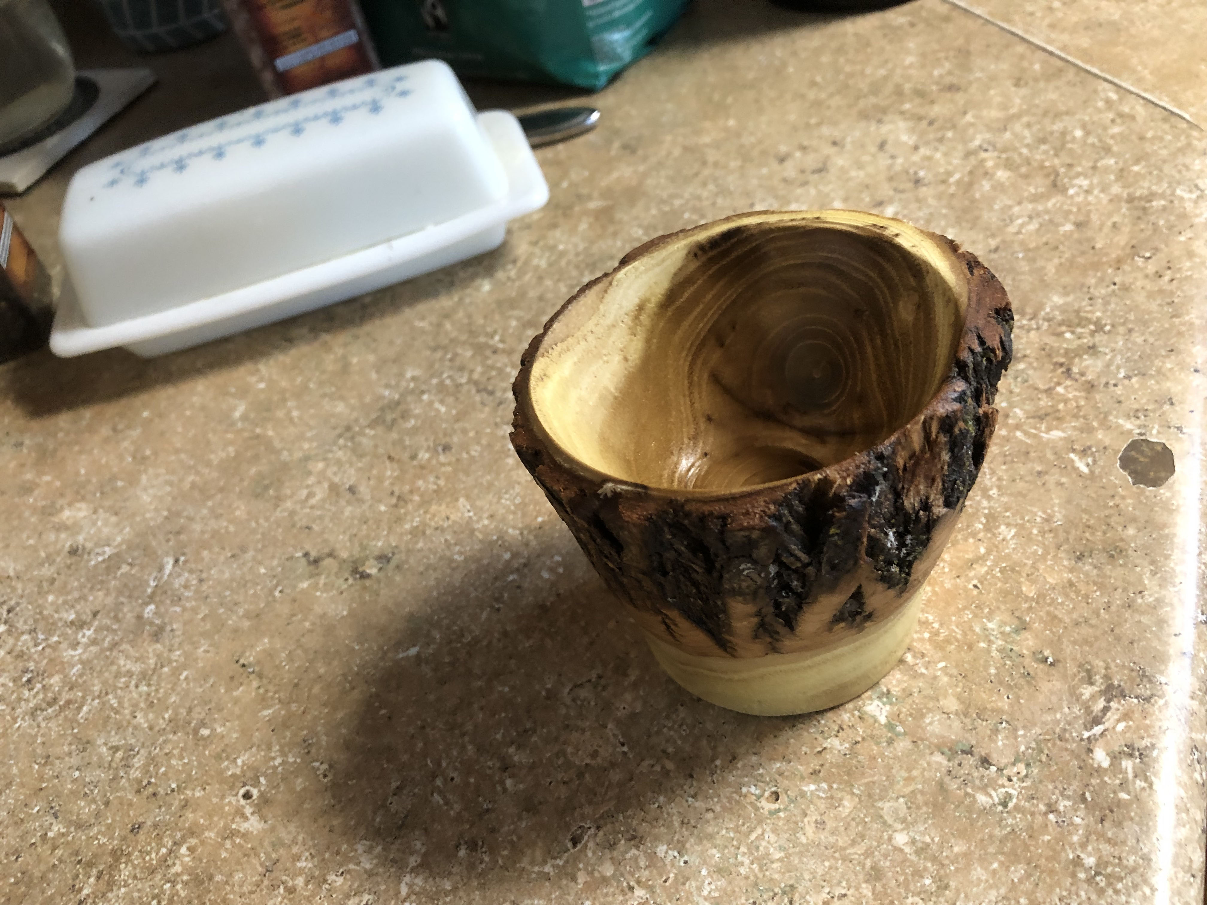 Small decorative live edge vessel.  Made from Locust wood.